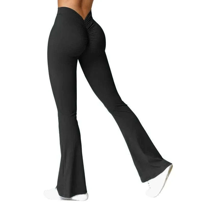 Micro Horn Leggings with V-Back Shaping and Flare Fit-GRAY / S