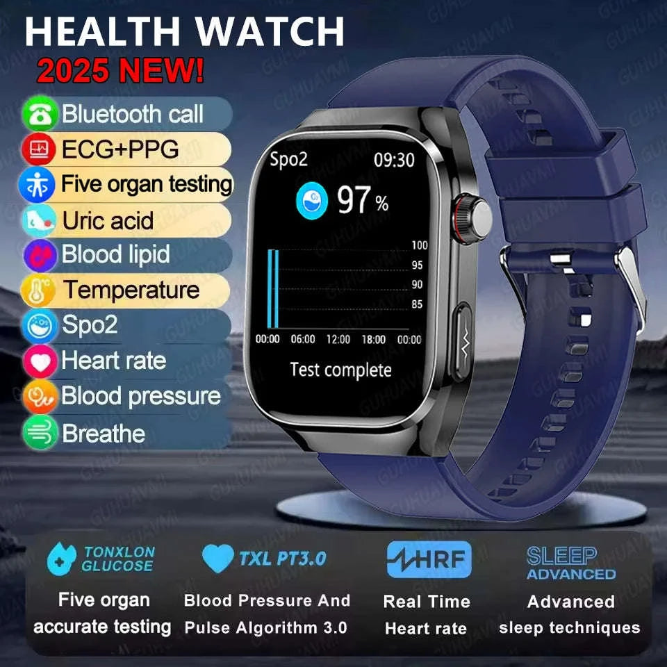 Micro Physical Examination Smart Watch for Men-Black Steel B 2A / AI Health report