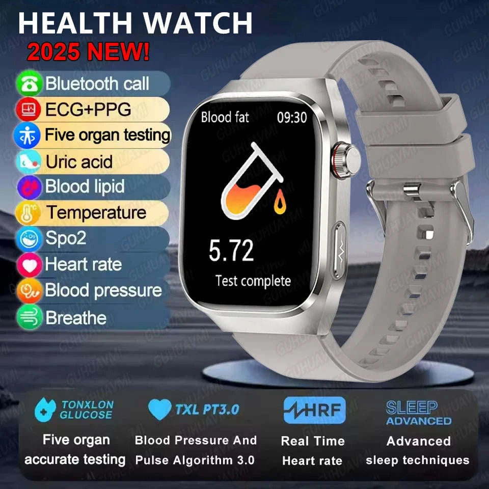 Micro Physical Examination Smart Watch for Men-Black Steel B 2A / AI Health report