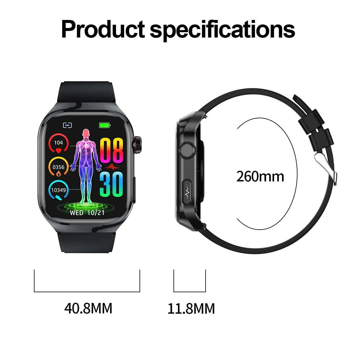 Micro Physical Examination Smart Watch for Men-Black Steel B 2A / AI Health report