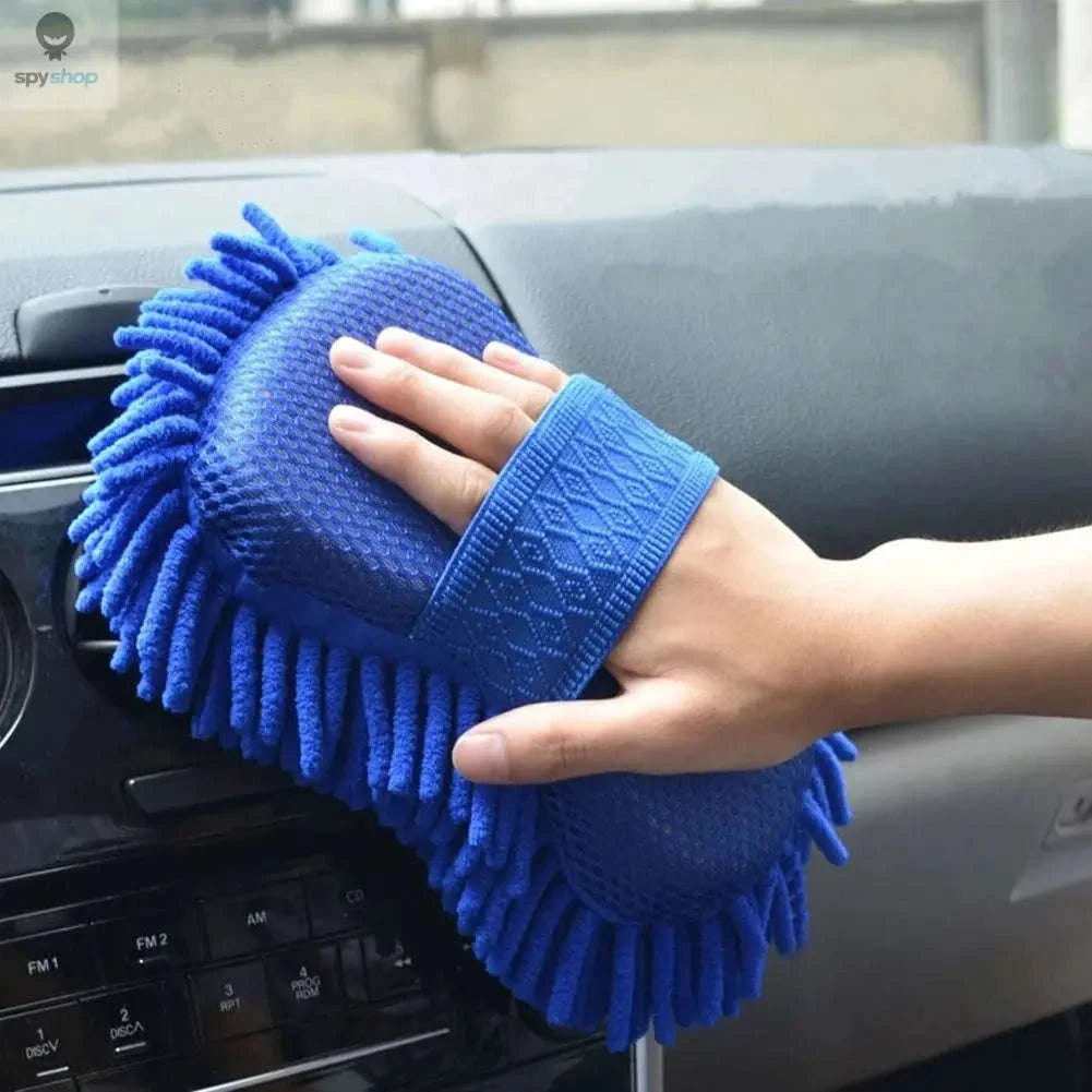 Microfiber Car Wash Sponge – Soft Chenille Cleaning for Cars and Home-light blue