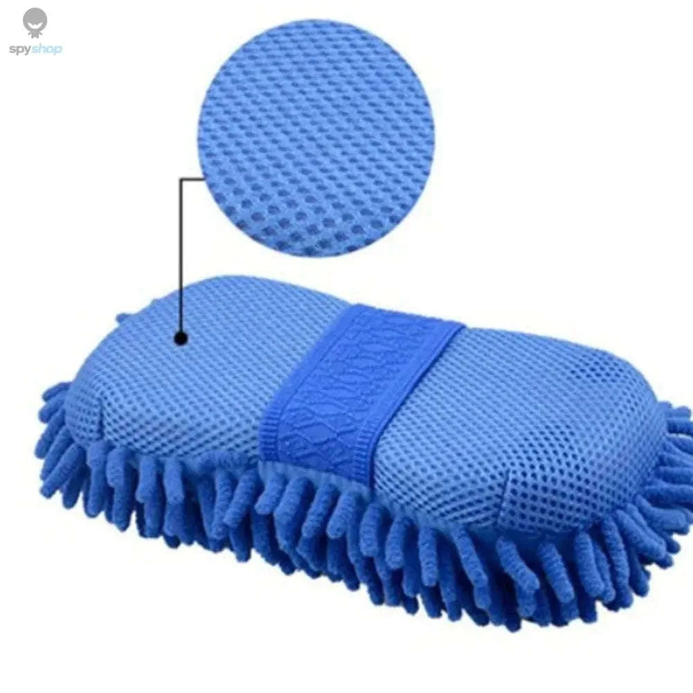 Microfiber Car Wash Sponge – Soft Chenille Cleaning for Cars and Home-light blue