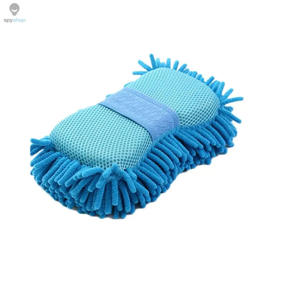 Microfiber Car Wash Sponge – Soft Chenille Cleaning for Cars and Home-light blue