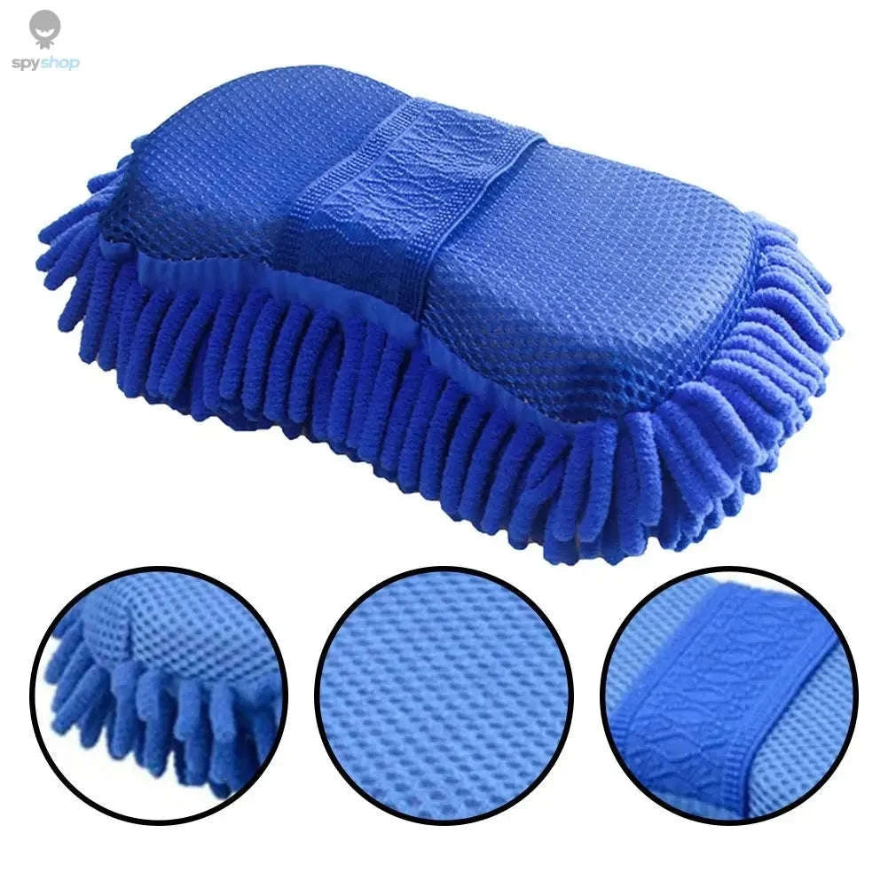 Microfiber Car Wash Sponge – Soft Chenille Cleaning for Cars and Home-light blue