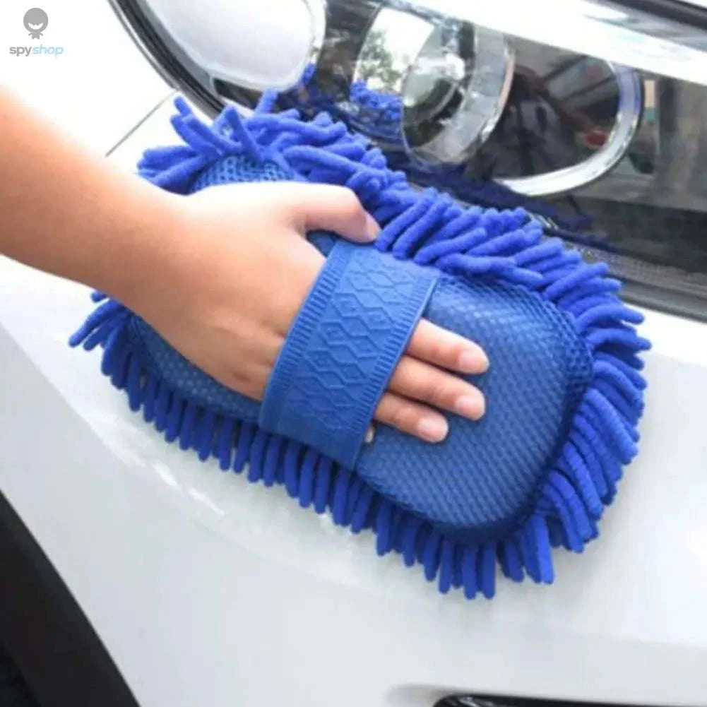 Microfiber Car Wash Sponge – Soft Chenille Cleaning for Cars and Home-light blue