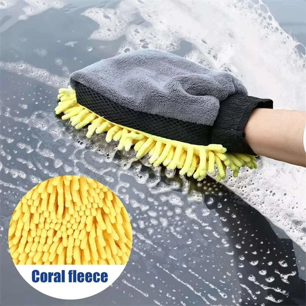 Microfiber Car Washing Gloves – Ultra‑Soft Chenille Mitts-Blue / 3pcs