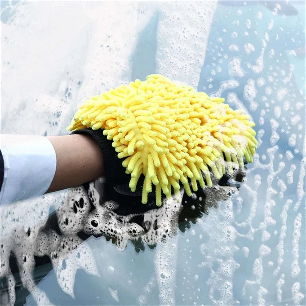 Microfiber Car Washing Gloves – Ultra‑Soft Chenille Mitts-Blue / 3pcs