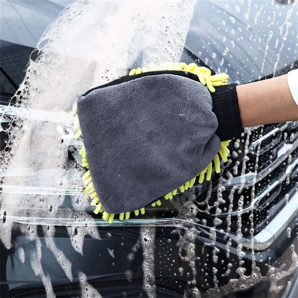 Microfiber Car Washing Gloves – Ultra‑Soft Chenille Mitts-Blue / 3pcs