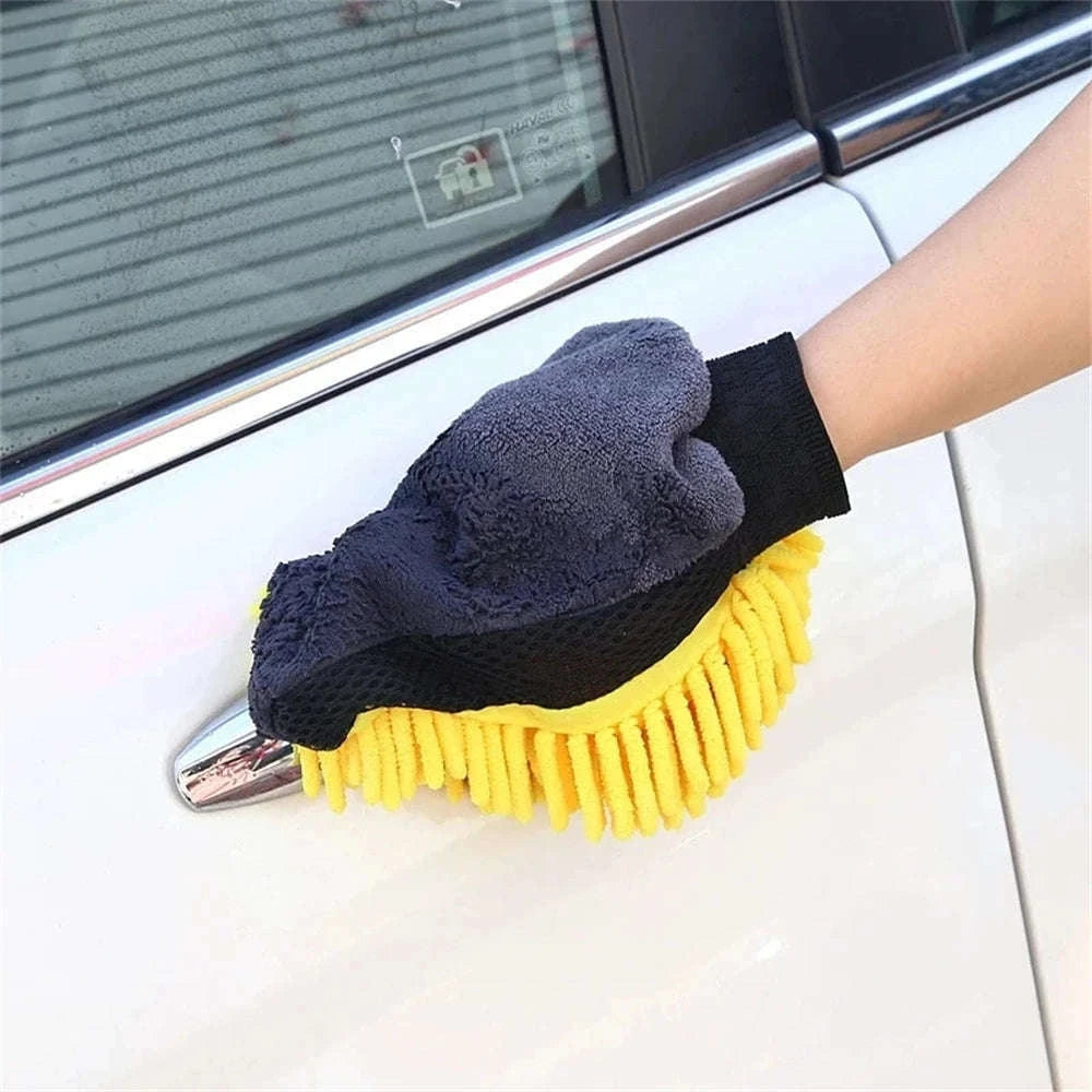 Microfiber Car Washing Gloves – Ultra‑Soft Chenille Mitts-Blue / 3pcs