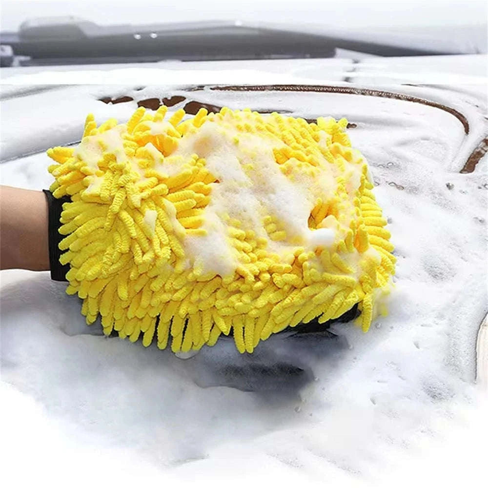 Microfiber Car Washing Gloves – Ultra‑Soft Chenille Mitts-Blue / 3pcs
