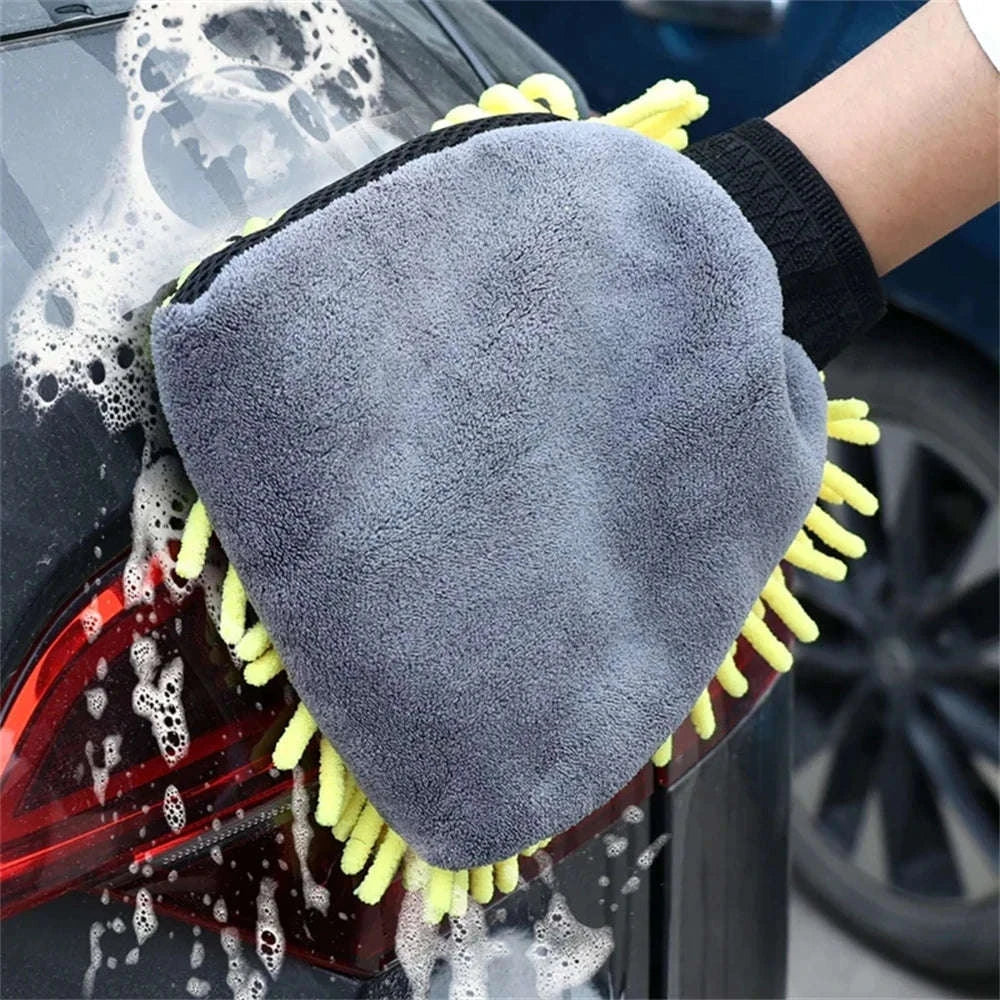 Microfiber Car Washing Gloves – Ultra‑Soft Chenille Mitts-Blue / 3pcs