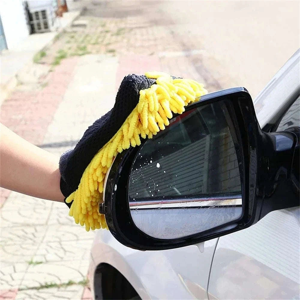 Microfiber Car Washing Gloves – Ultra‑Soft Chenille Mitts-Blue / 3pcs