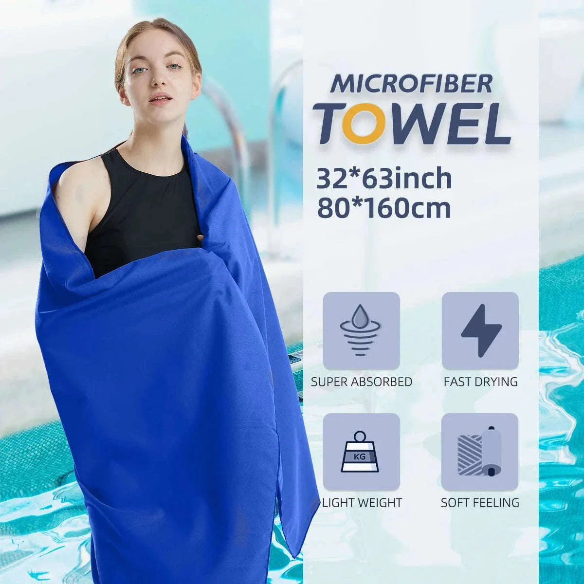 Microfiber Quick-Dry Travel Towel for Sports, Beach & Gym-Dark Grey OPP / 40x80cm