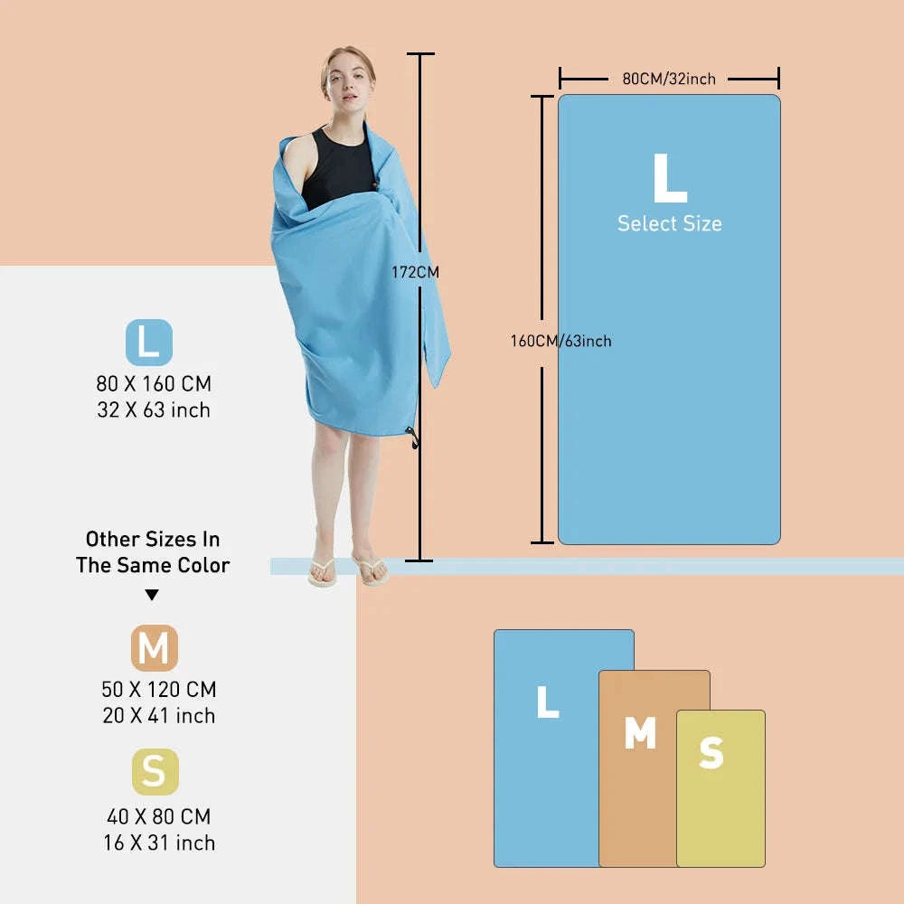 Microfiber Quick-Dry Travel Towel for Sports, Beach, Yoga & Gym-Dark Grey OPP / 40x80cm