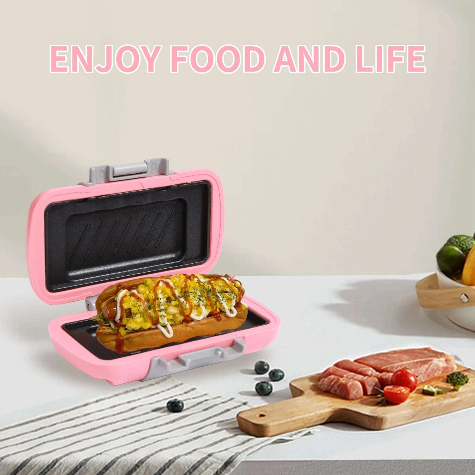 Microwave Sandwich Maker with Recipe Books-Pink