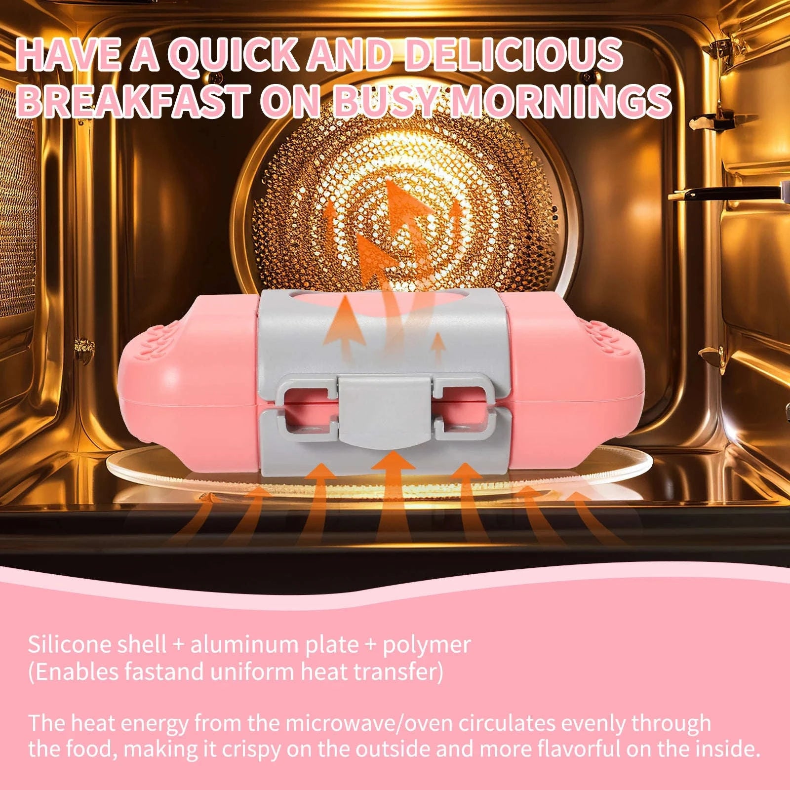Microwave Sandwich Maker with Recipe Books-Pink