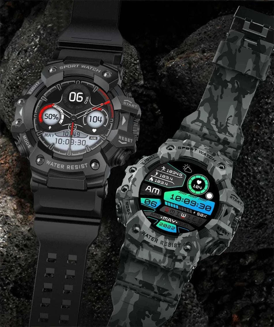 Military Outdoor Smart Watch with Bluetooth Call & 100+ Sports Modes-Green Camouflage