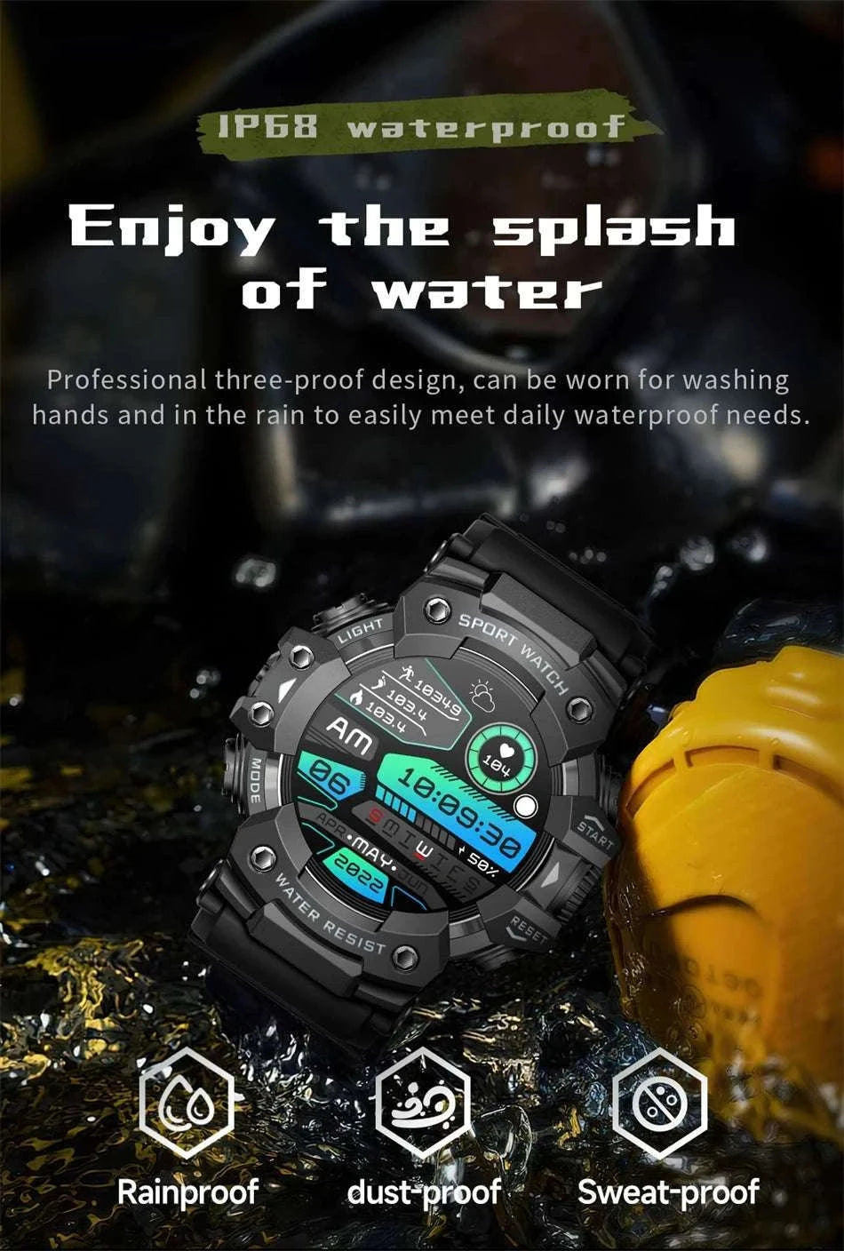 Military Outdoor Smart Watch with Bluetooth Call & 100+ Sports Modes-Green Camouflage