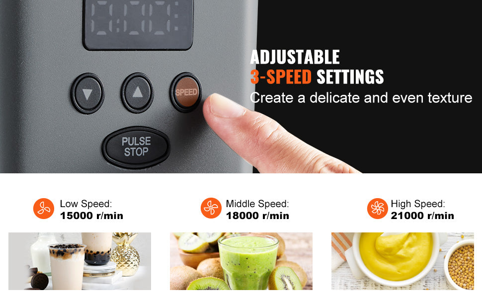 Electric Milkshake Maker 375W with 3 Speeds & 820ml Steel Cup
