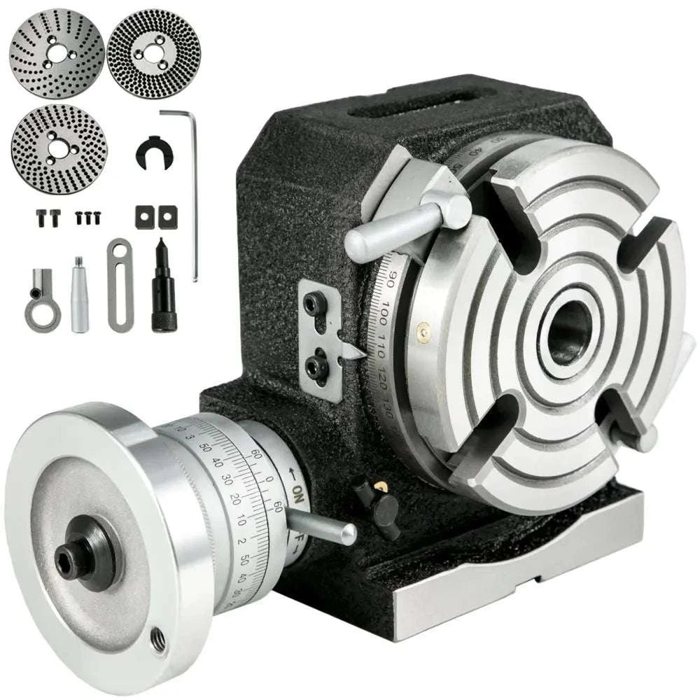 Milling Rotary Table 4''/6'' with Dividing Plates, 360° Precision-4 inch / United States