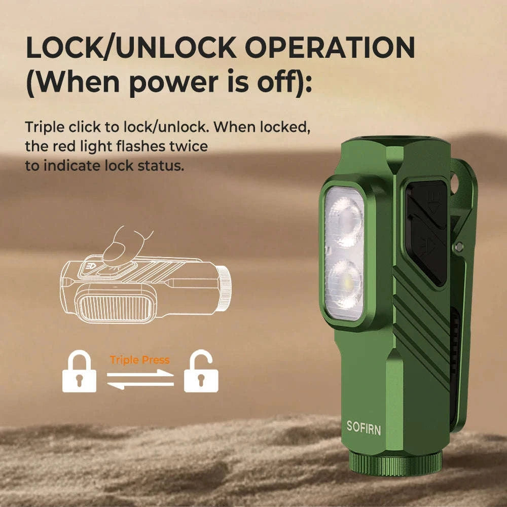 Mini 1000LM EDC Flashlight USB-C Rechargeable with Red Light, Magnetic Tail and Clip-Grey / 6500K-7000K / Poland|14500
