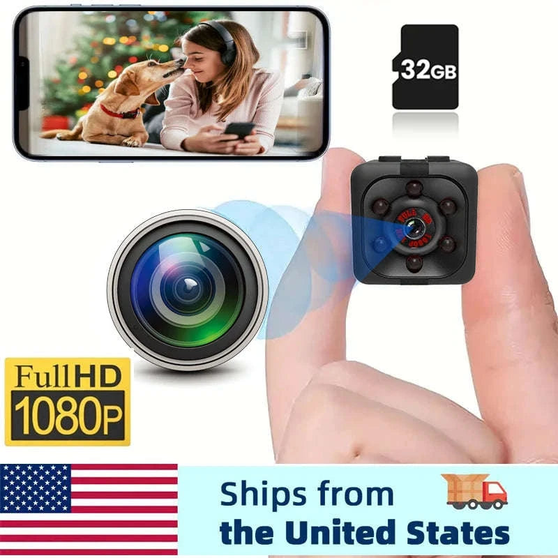 Mini 1080P Full HD Security Camera with 32GB Storage-black / 32G CARD / United States