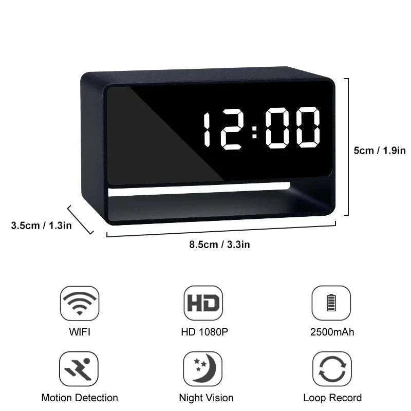 Mini 1080P WiFi Camera Clock with Night Vision Alerts-1080P WIFI Camera / 64GB
