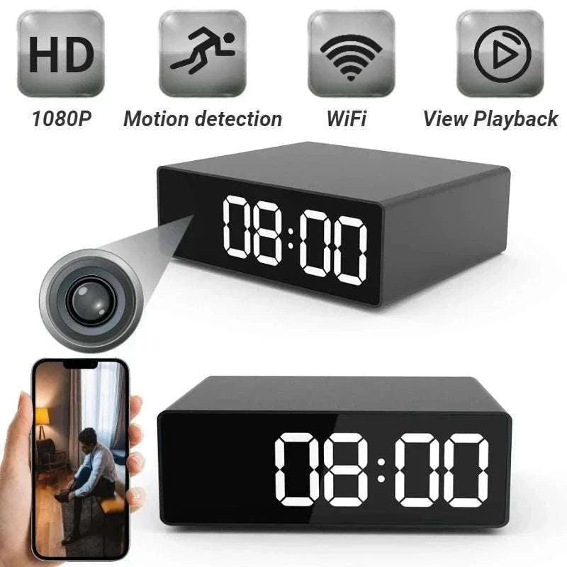 Mini 1080P WiFi Camera Clock with Night Vision Alerts-1080P WIFI Camera / 64GB