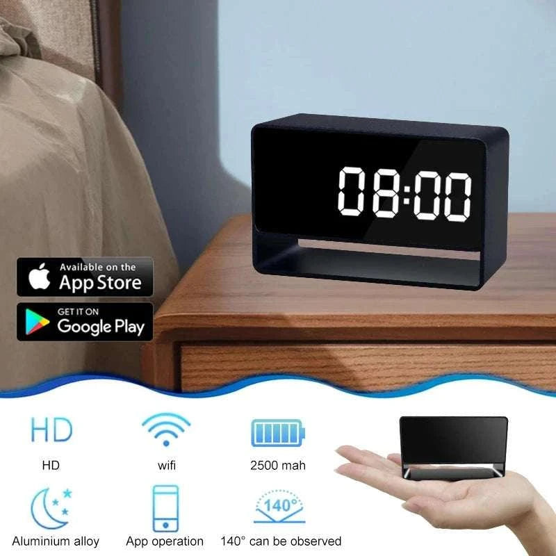 Mini 1080P WiFi Camera Clock with Night Vision and Motion Alerts-