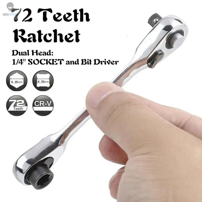 Mini 2-in-1 1/4” Ratchet Wrench Quick Socket Handle Set-60T-NO Magnetic