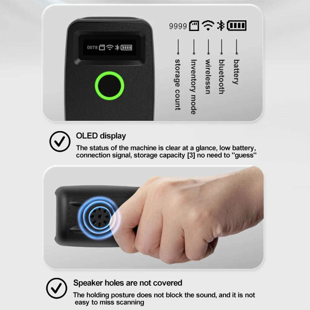 Mini 2D Barcode Scanner Wireless Bluetooth QR & Data Matrix Reader-TD-W7