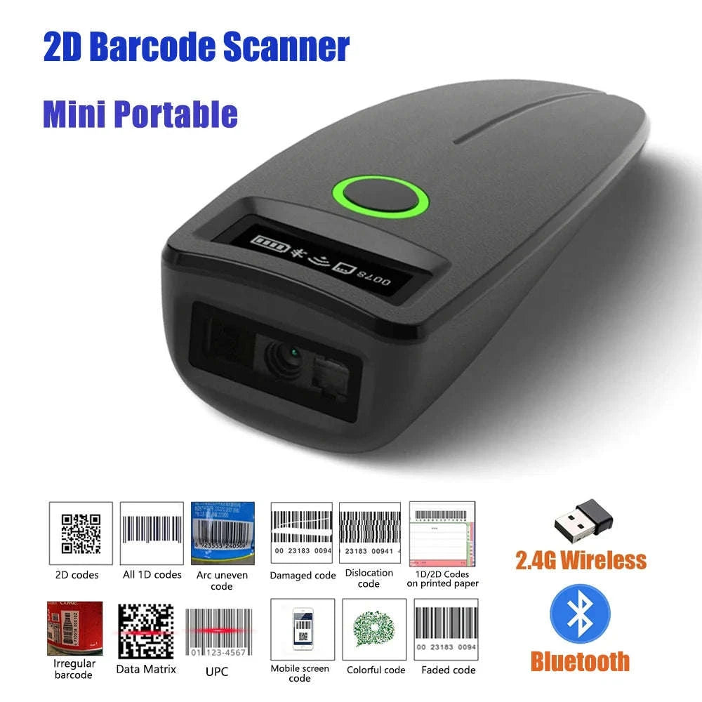 Mini 2D Barcode Scanner Wireless Bluetooth QR & Data Matrix Reader-TD-W7