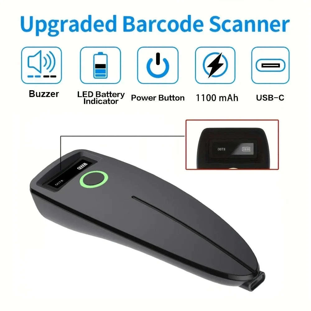 Mini 2D Barcode Scanner Wireless Bluetooth QR & Data Matrix Reader-TD-W7
