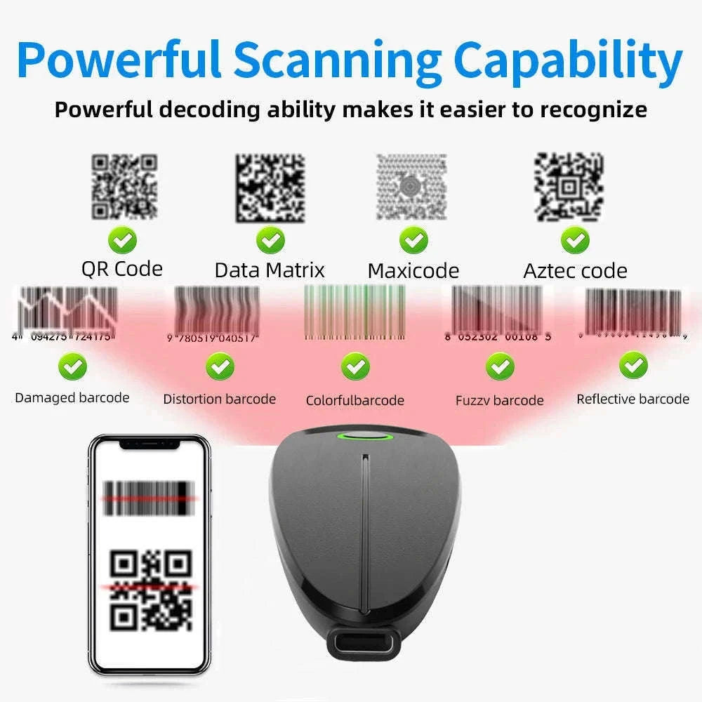 Mini 2D Wireless Barcode Scanner for QR, Data Matrix-TD-W7