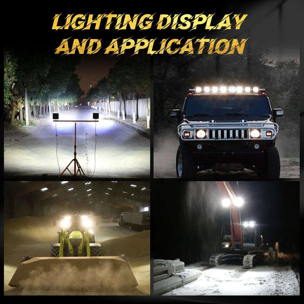 Mini 4 Inch LED Work Light 48W 12V Off-Road Spotlight-2PC White
