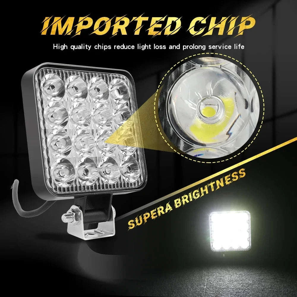 Mini 4 Inch LED Work Light 48W 12V Off-Road Spotlight-2PC White