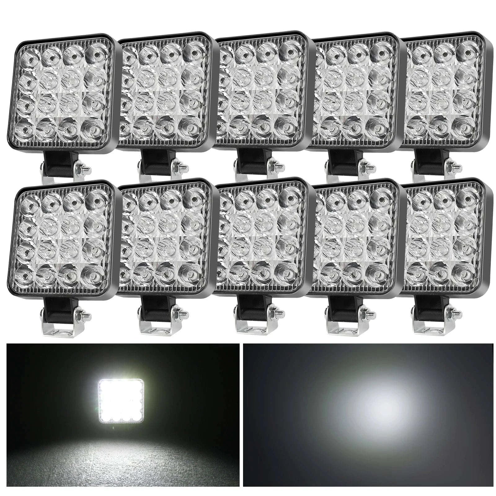 Mini 4 Inch LED Work Light 48W 12V Off-Road Spotlight-2PC White