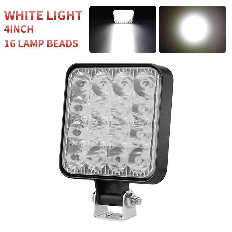 Mini 4 Inch LED Work Light 48W 12V Off-Road Spotlight-2PC White