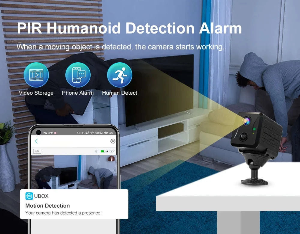 Mini 4G/WiFi Security Camera with 5MP HD, Night Vision & Battery-WiFi Cam No Card / China Mainland