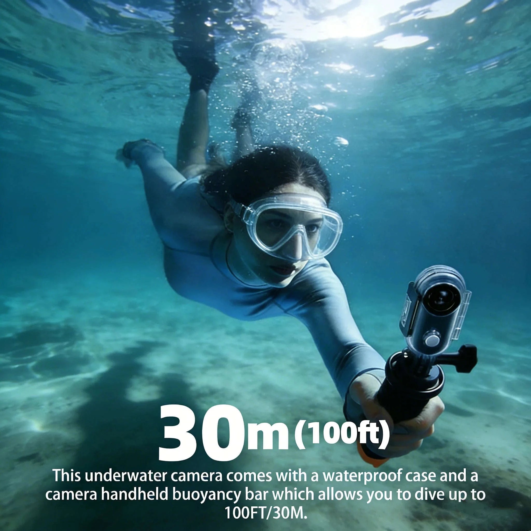 Mini 4K Action Camera with WiFi, Magnetic Mount & 30M Waterproof-FHD 1080P (White) / NO TF Card