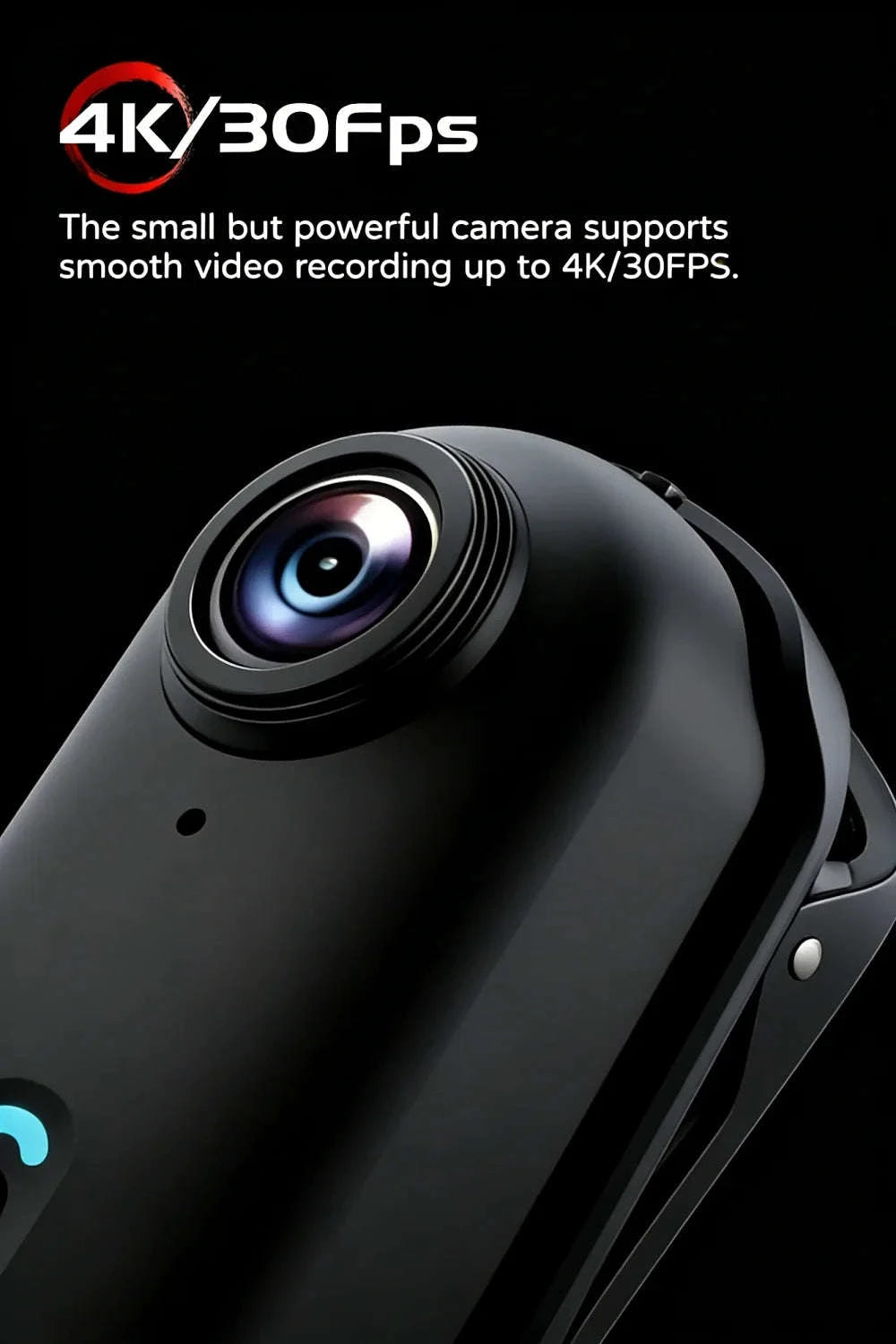 Mini 4K Action Camera with WiFi, Magnetic Mount & 30M Waterproof-FHD 1080P (White) / NO TF Card