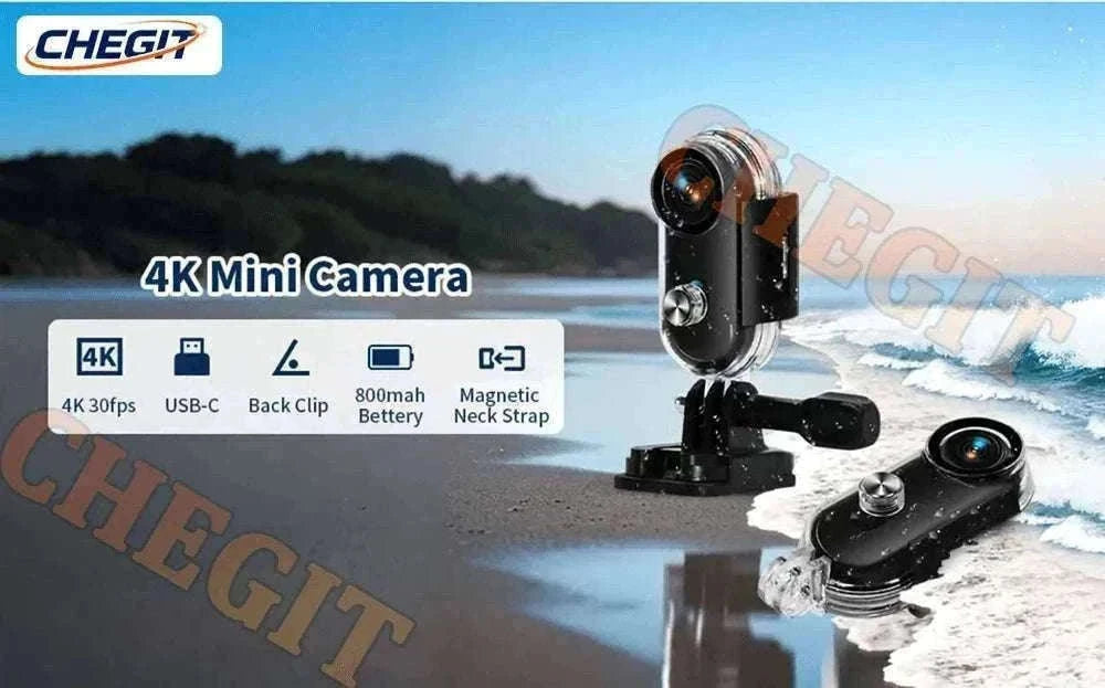 Mini 4K Action Camera with WiFi, Waterproof Helmet Body Cam-1080P-Black / no card