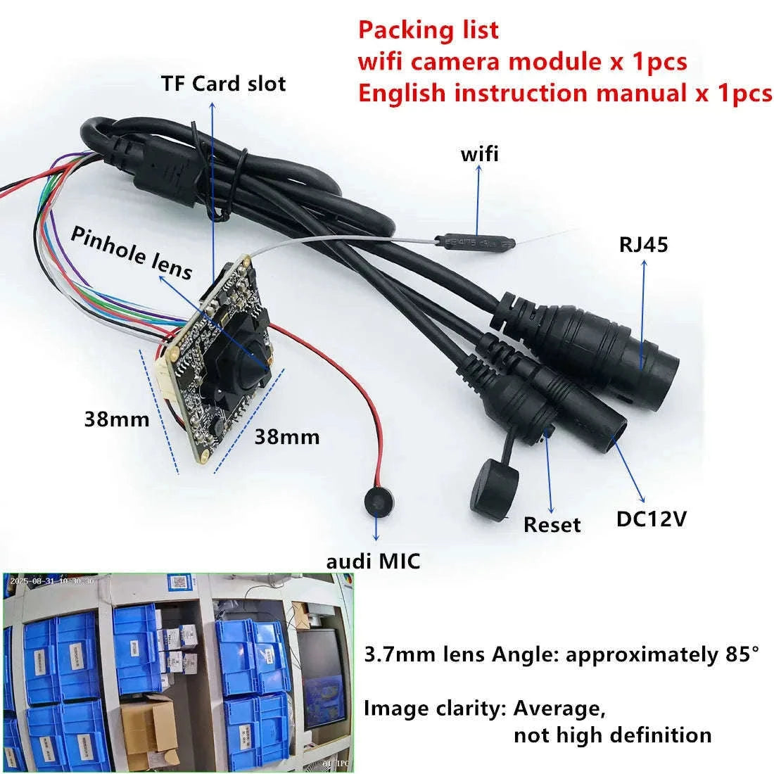 Mini 5MP 1080P WiFi IP Camera Module with Motion Detection-5MP WIFI