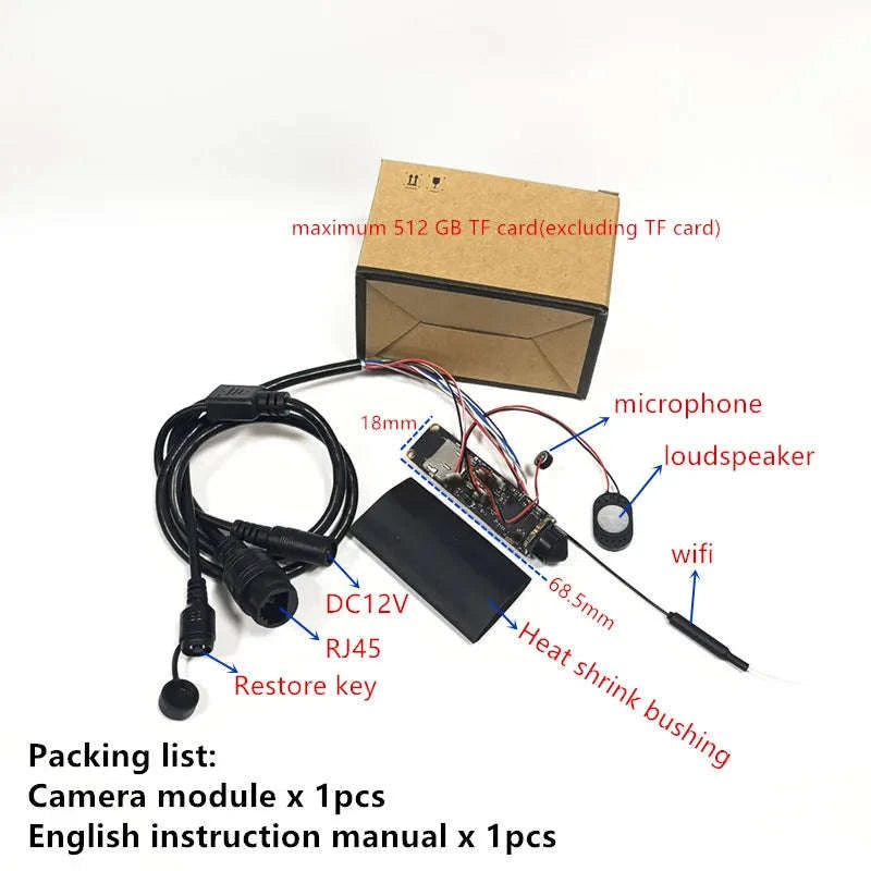Mini 5mp Wifi Camera 5MP HD P2P Size 18mm Audio Wireless IP Camera Module PCB SD Card Slot for Home CCTV Camera System Hieasy-HD 2.8mm Hole lens