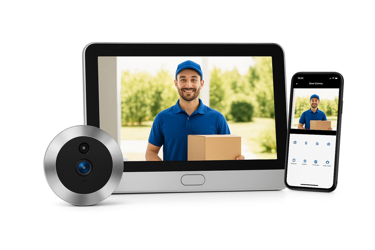 Mini 5MP WiFi Video Doorbell Camera With Indoor Monitor 4.3 Inch Display Smart Door Viewer 5200mAh Rechargeable Battery PIR Motion Detection Black White Night Vision Remote Monitoring Tuya APP Control Home Security System For