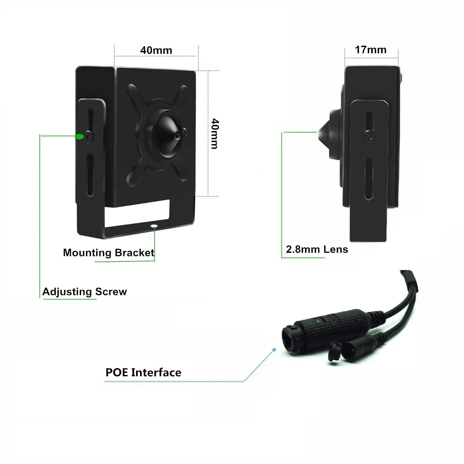 Mini 8MP POE Audio IP Camera with Sony Sensor-8MP DC 12V NO Poe / 3.6mm