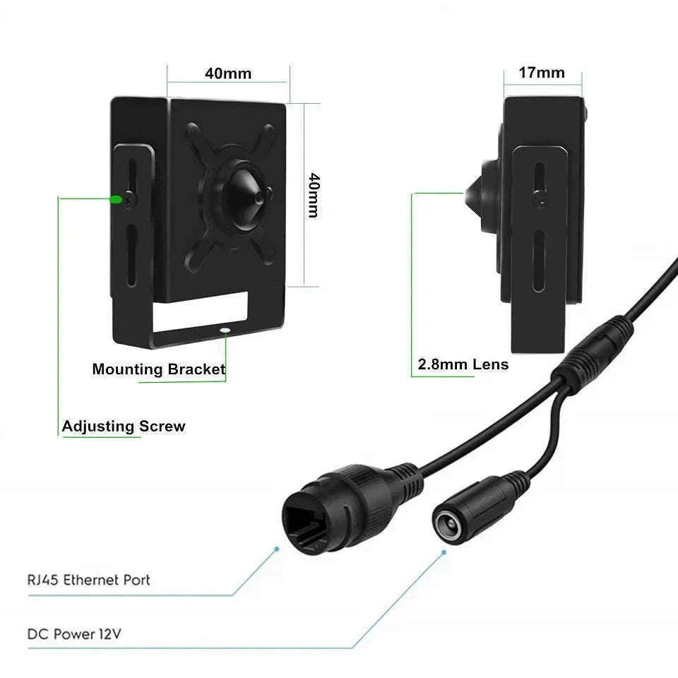 Mini 8MP POE Audio IP Camera with Sony Sensor-8MP DC 12V NO Poe / 3.6mm