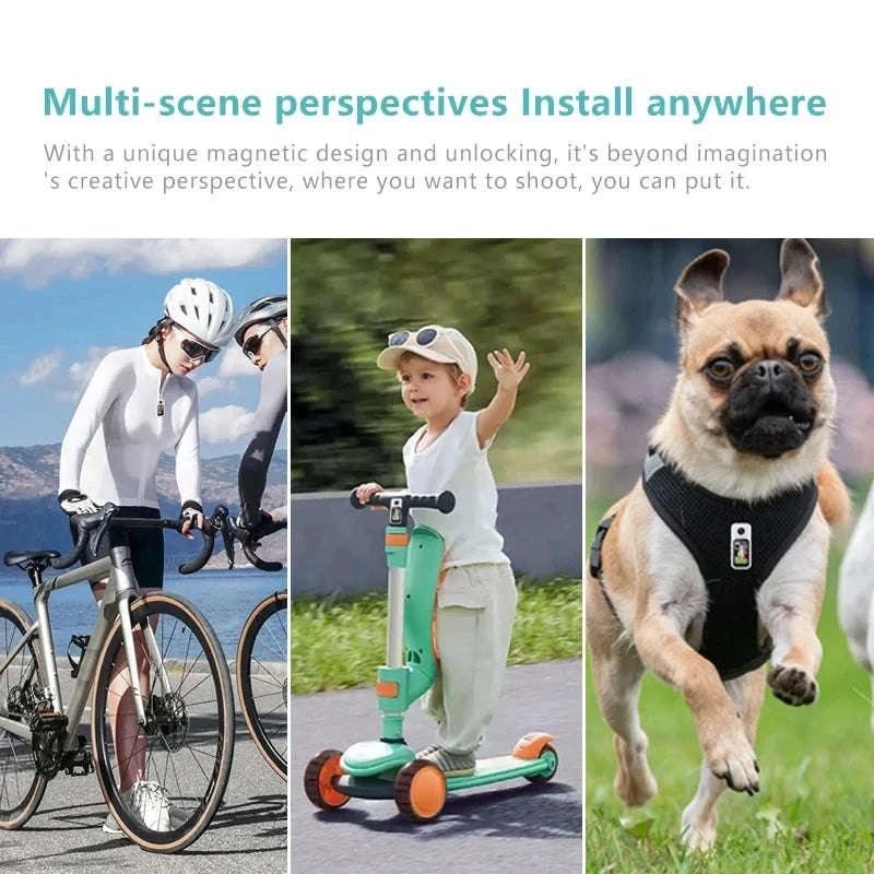 Mini Action Camera 180° Rotating Lens WiFi Body Cam 1080P-white NO TF