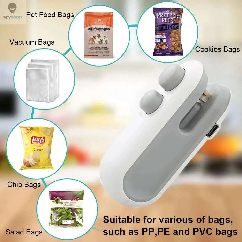 Mini Bag Sealer – Handheld Rechargeable Heat Sealer for Fresh Food Storage-Blue