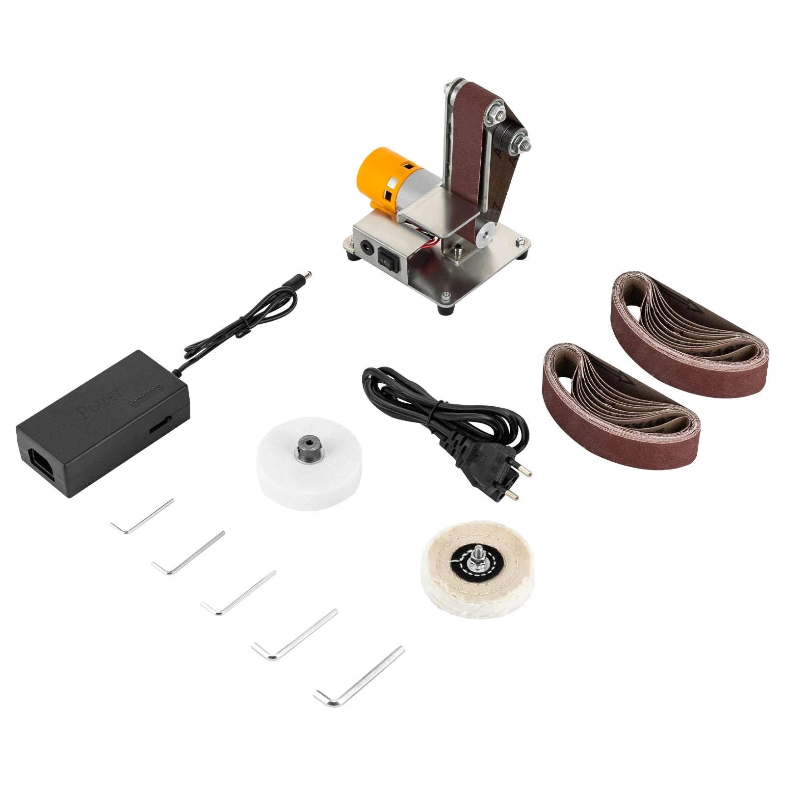 Mini Belt Sander with Adjustable Speed and Stainless Steel Body-Silver / GERMANY